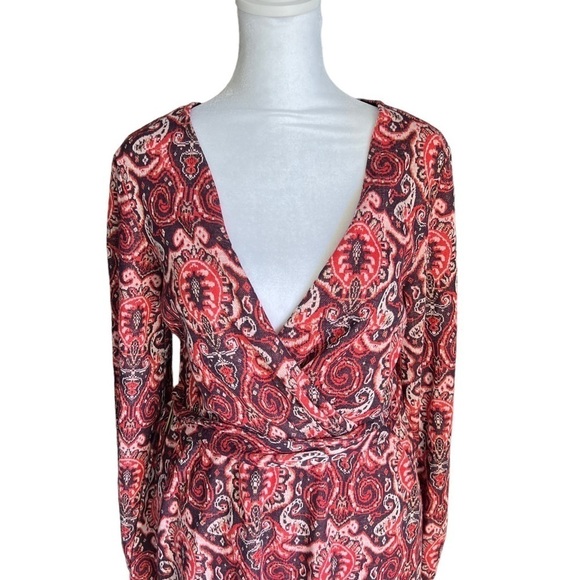 Maeve x Anthropologie - Paisley Belted Long Sleeve Retro Dress Sz L - Picture 5 of 10